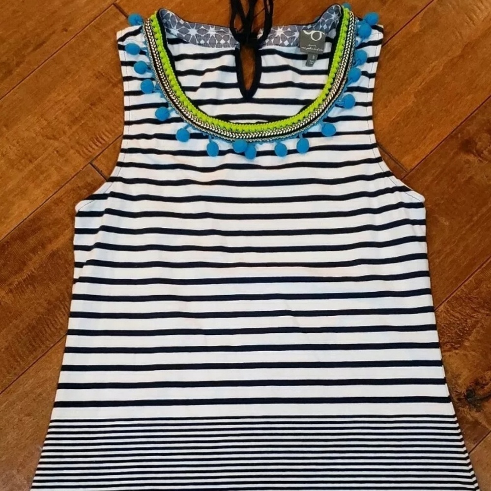 ANTHROPOLOGIE ONE SEPTEMBER PomPom Trim Striped S